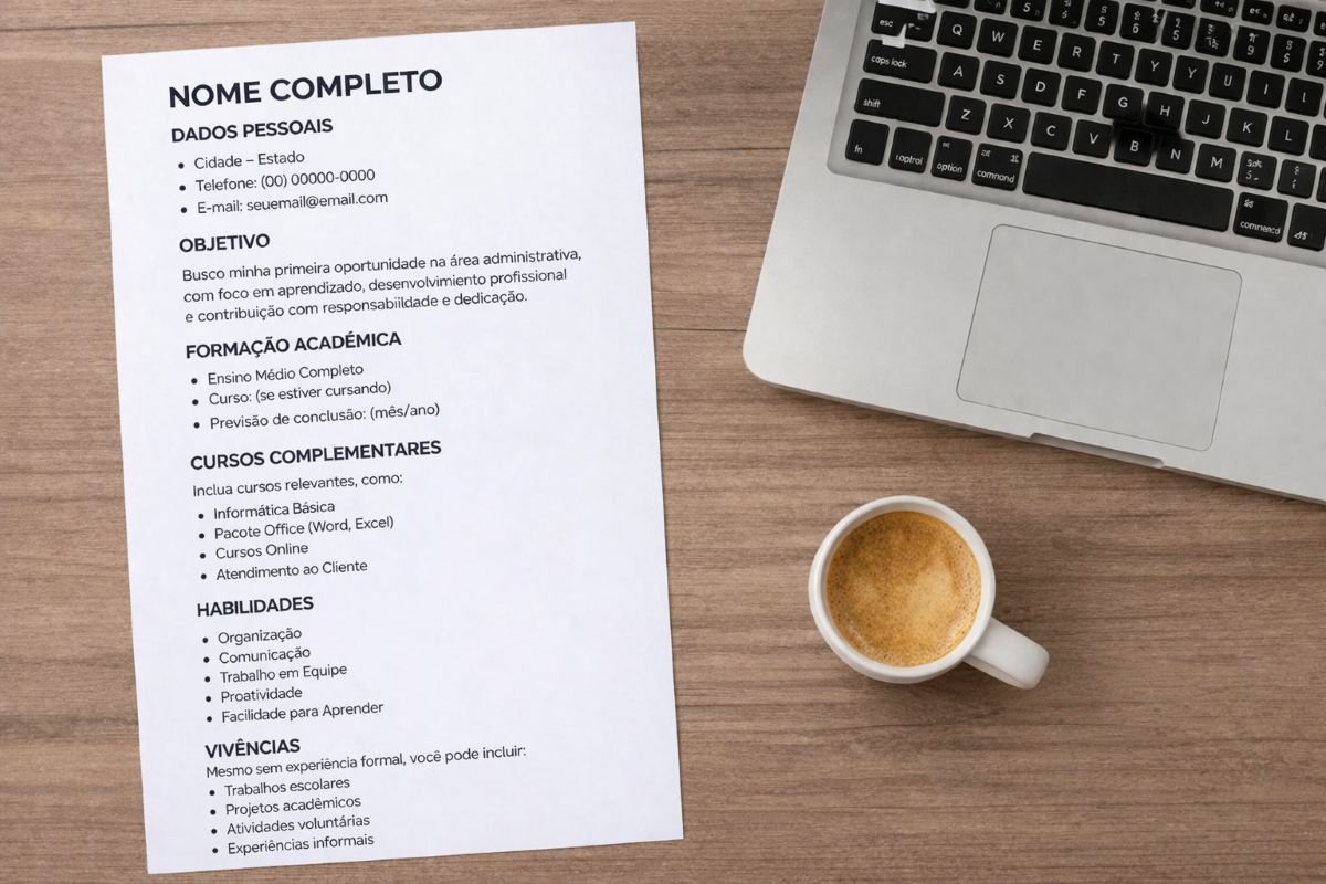 modelo de currículo para primeiro emprego simples e profissional pronto para preencher